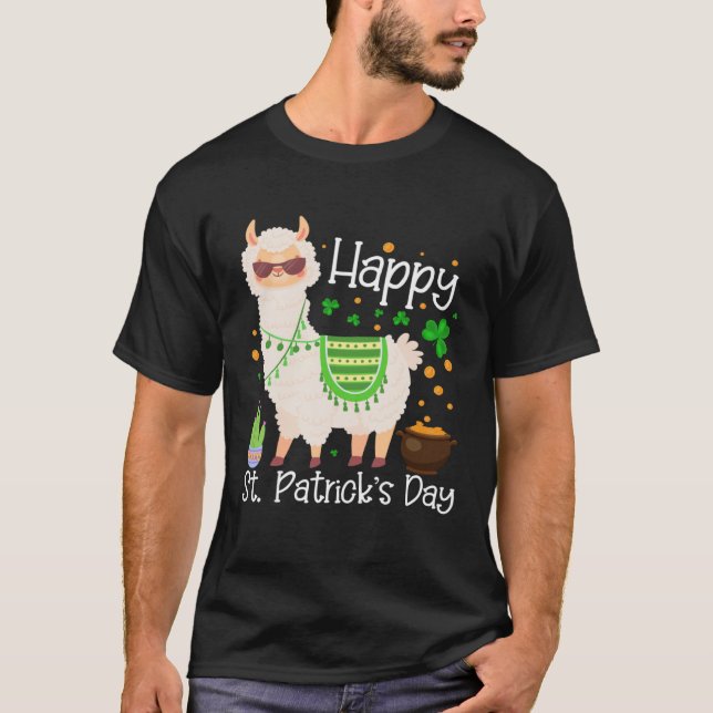 Camiseta Happy St Patricks Day Llama Dad Mom Boy Girl (Frente)