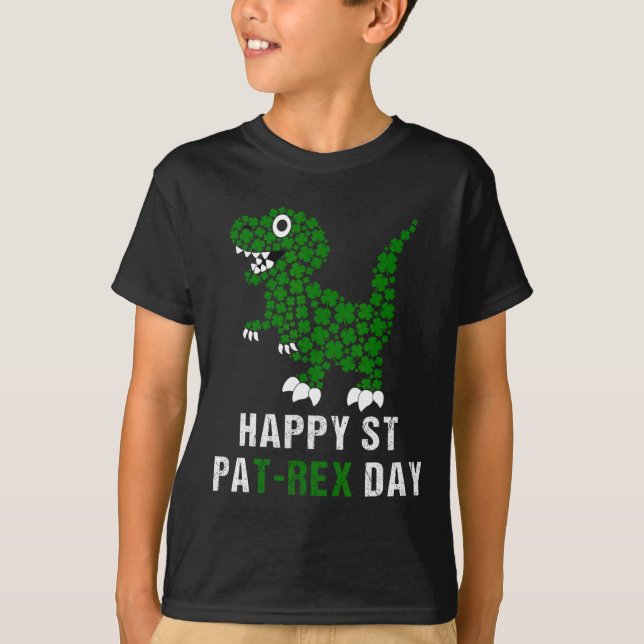 Camiseta Happy St Patricks Day Patrex T-rex Dinosaur Funny  (Frente)