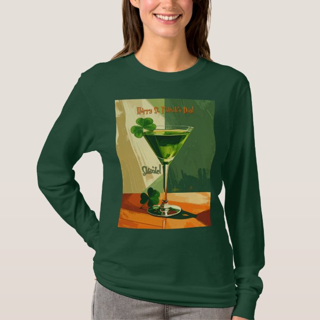 Camiseta Happy St. Patrick's Day Shamrock Martini  (Frente)