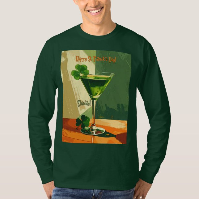 Camiseta Happy St. Patrick's Day Shamrock Martini  (Frente)