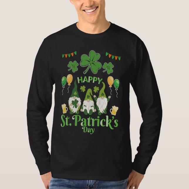 Camiseta Happy St Patrick's Day Three Gnome Irish Flag Sham (Frente)
