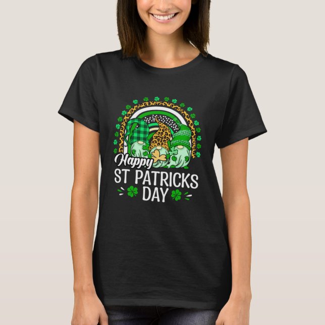 Camiseta Happy St Patrick's Day Three Gnome Irish Shamrock  (Frente)