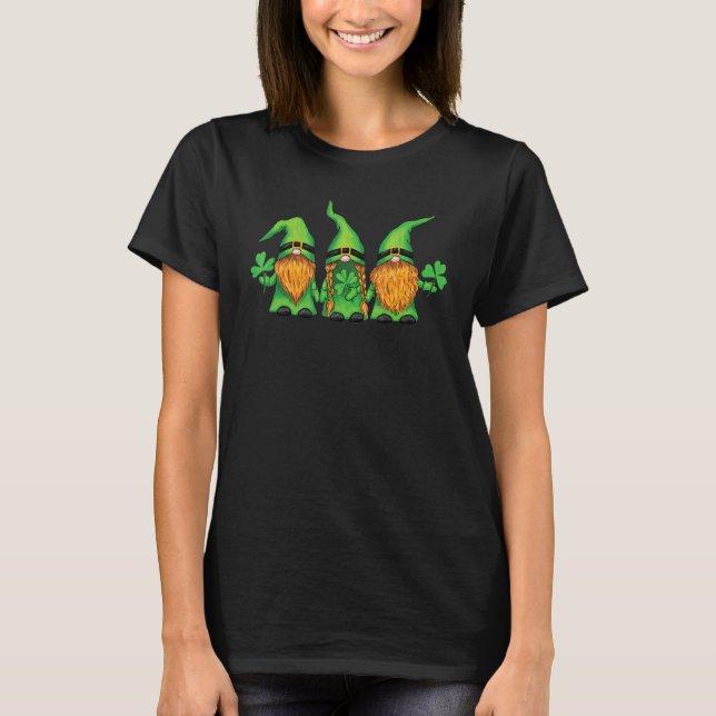 Camiseta Happy St Patrick's Day Three Gnomes Shamrock (Frente)