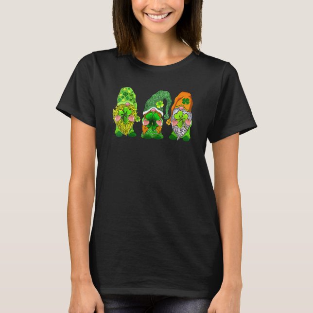 Camiseta Happy St Patrick's Day Three Gnomes Shamrock (Frente)