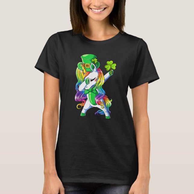 Camiseta Happy St Patrick's Day Unicorn Face Irish Shamrock (Frente)