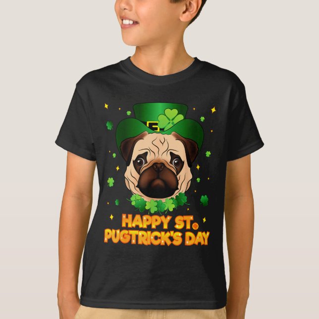 Camiseta Happy St Patricks Pugtricks Day Irish Pug Leprecha (Frente)