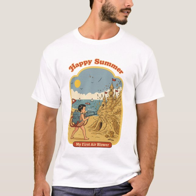 Camiseta Happy Summer: My First Air BlowMen's Basic T-Shirt (Frente)