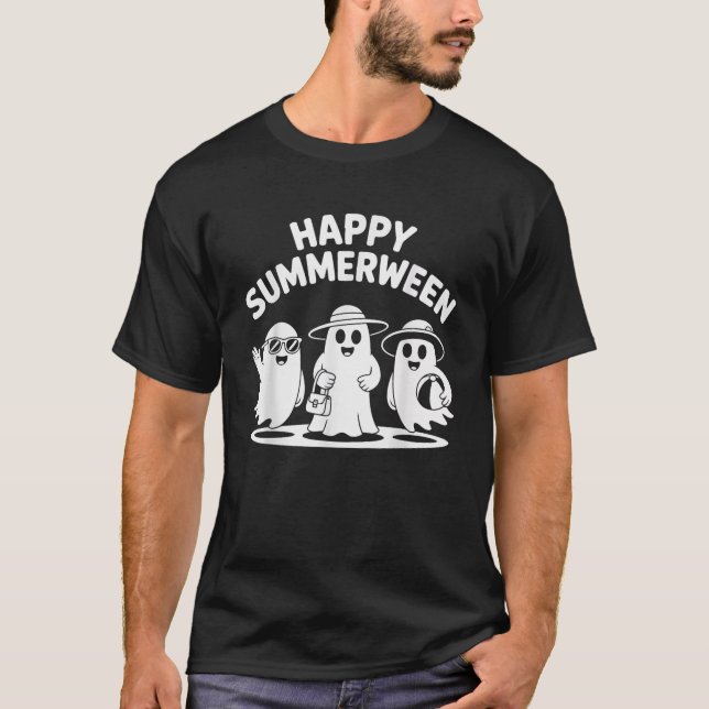 Camiseta Happy Summerween Ghosts Vibes Fun Halloween  (Frente)