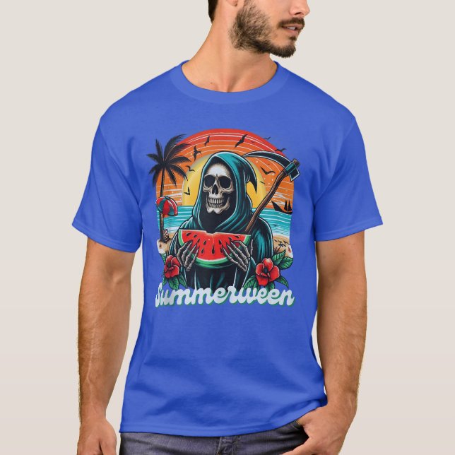 Camiseta Happy Summerween Grim Reaper Watermelon Summer Hal (Frente)