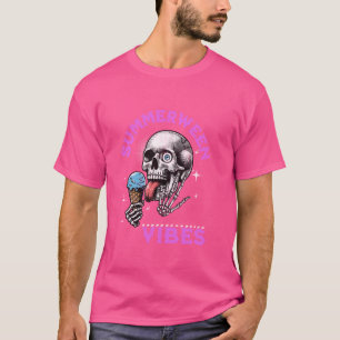 Camiseta Happy Summerween Vibes Skeleton Sorvete Verão H