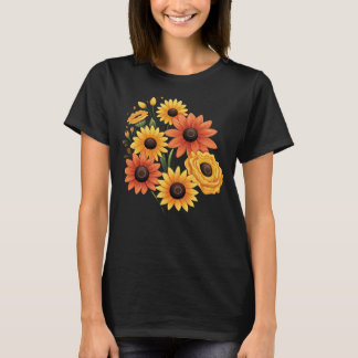 Camiseta Happy Sunflower Garden – Cute Smiling Sunflowers 