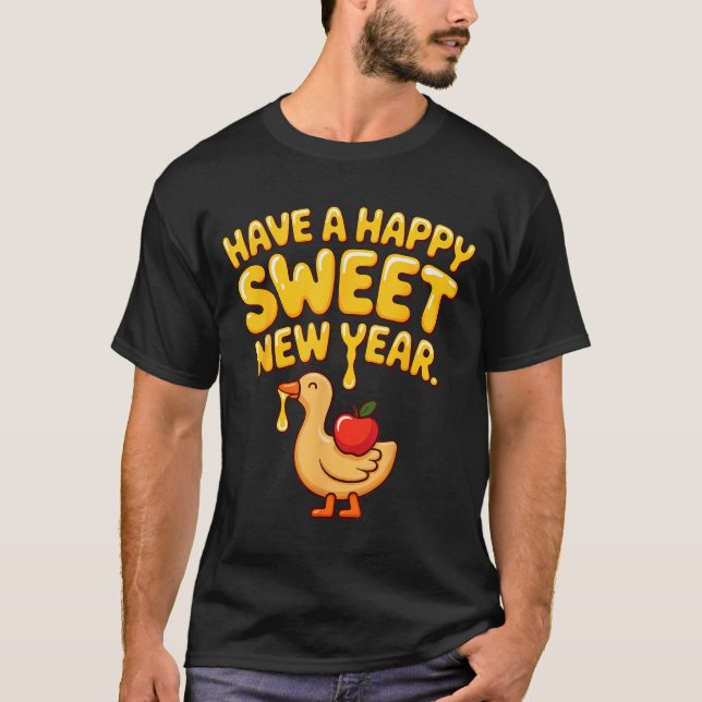 Camiseta Happy Sweet New Year Goose Cookie Rosh Hashanah  (Frente)