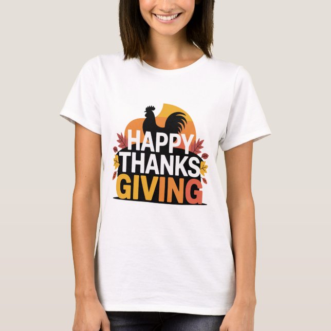 Camiseta Happy Thanksgiving Classic Fall Design (Frente)