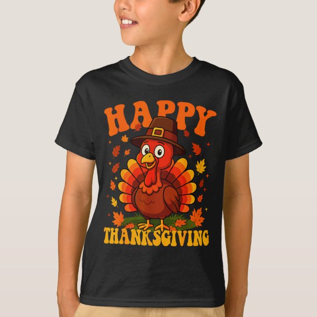 Camiseta Happy Thanksgiving Cute Turkey Family Dinner Thank (Frente)
