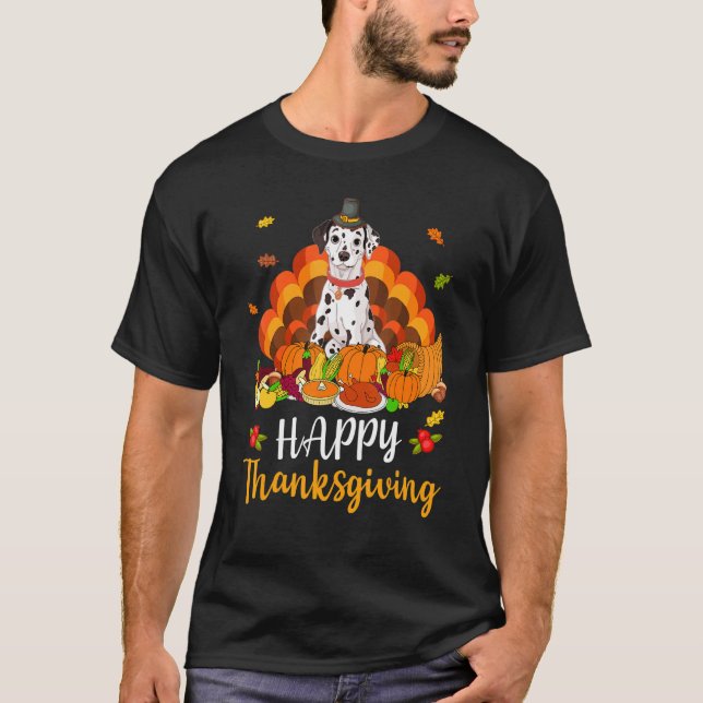 Camiseta Happy Thanksgiving Dalmatian Dog Turkey Pet   (Frente)