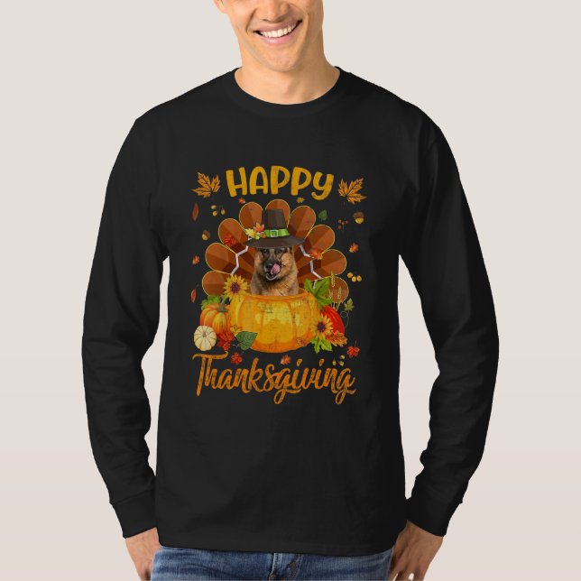 Camiseta Happy Thanksgiving German Shepherd Dog Turkey Pump (Frente)