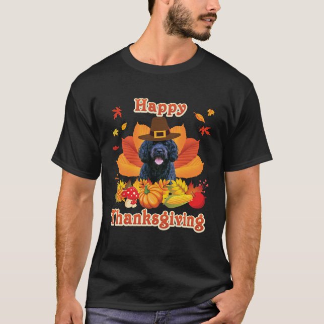 Camiseta Happy Thanksgiving Portuguese Water Dog I m Thankf (Frente)