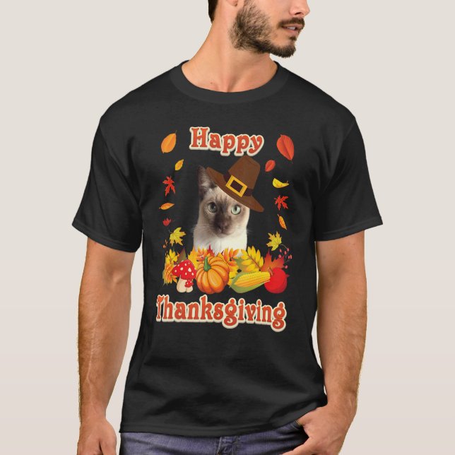 Camiseta Happy Thanksgiving Tonkinese Cat I'm Thankful For  (Frente)