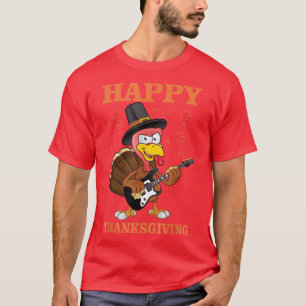 Camiseta happy thanksgiving turkey guitar musician T-Shirt