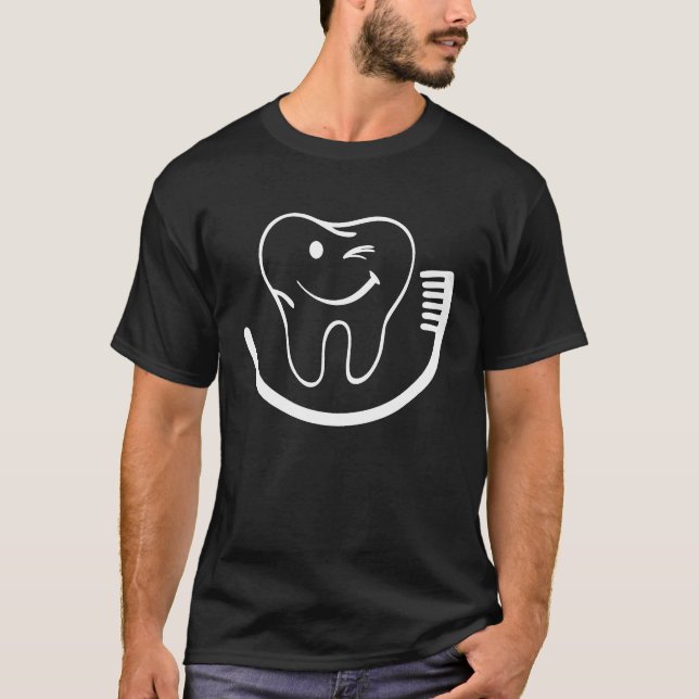 Camiseta Happy Tooth Toothbrush Dentist Assistant Hygienist (Frente)