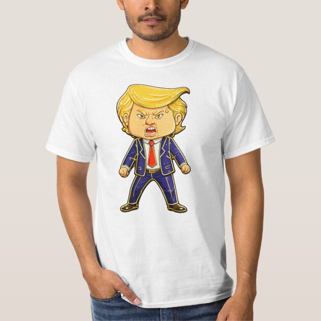 Camiseta Happy Trump Lapel Pin Meme Angry Trump Pop Art (Frente)