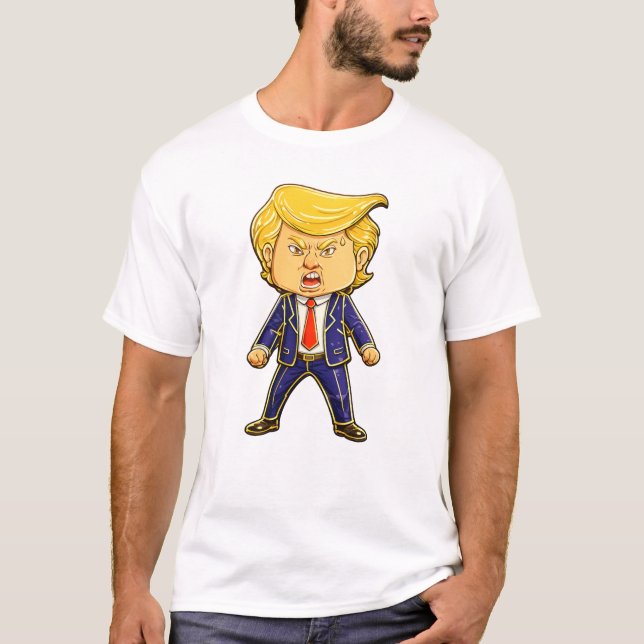 Camiseta Happy Trump Lapel Pin Meme Angry Trump Pop Art (Frente)