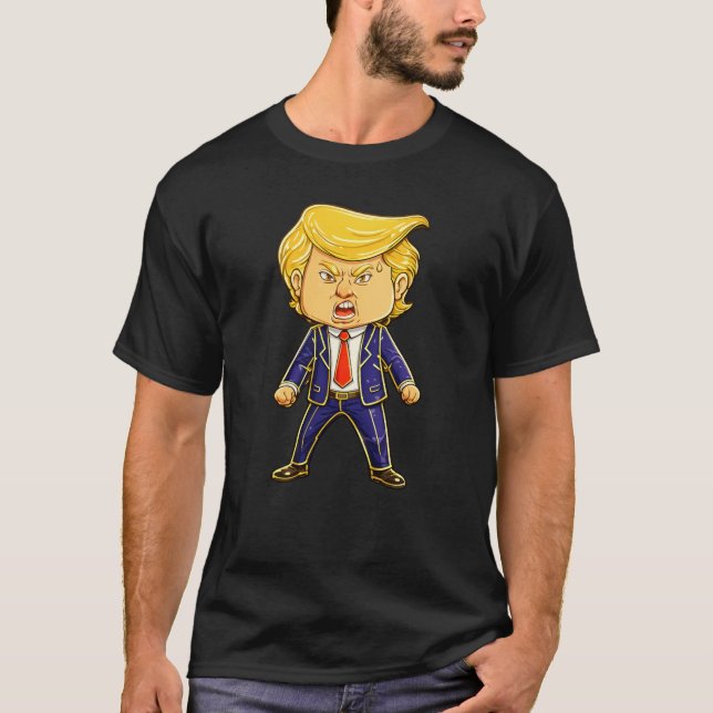 Camiseta Happy Trump Lapel Pin Meme Angry Trump Pop Art (Frente)