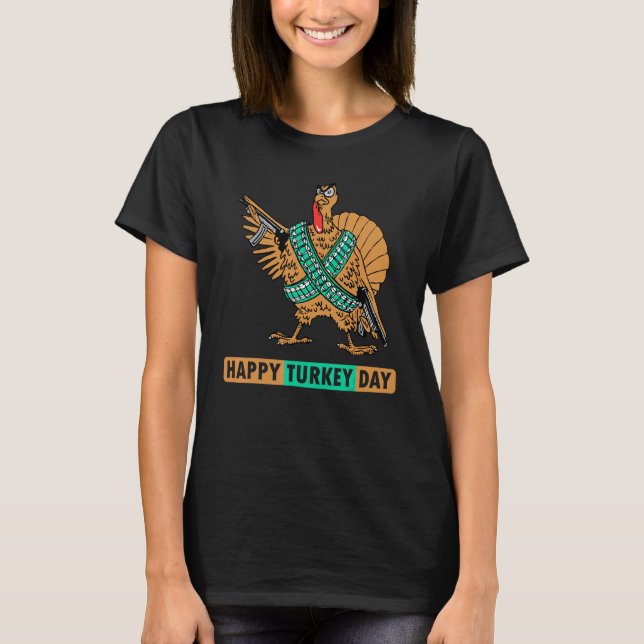Camiseta Happy Turkey Day  Cute Little Pilgrim Thanksgiving (Frente)