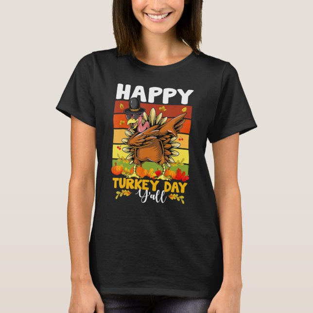 Camiseta HAPPY TURKEY DAY Dabbing Thanksgiving Day Boys Gir (Frente)