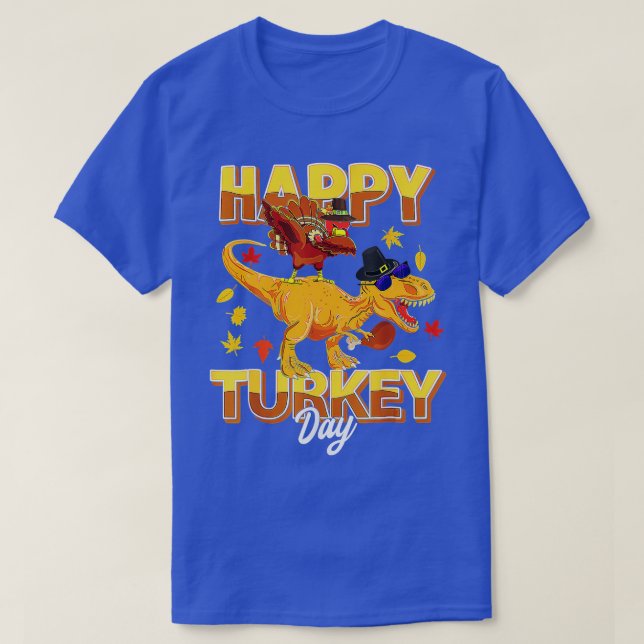 Camiseta Happy Turkey Day Dabbing Turkey Saurus T Rex Thank (Frente do Design)
