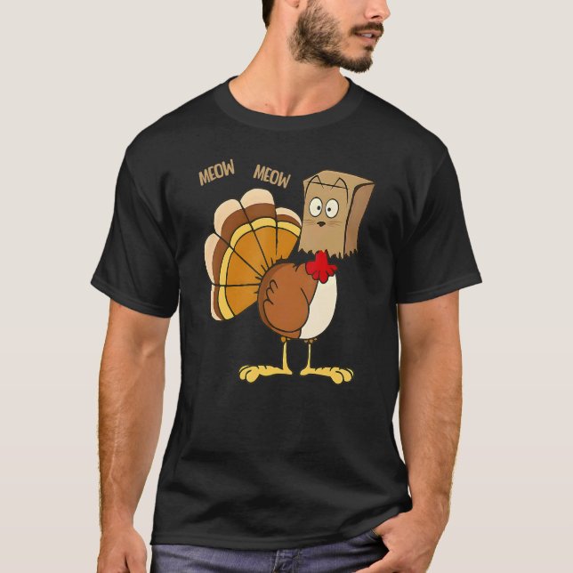 Camiseta Happy Turkey Day   Fake Cat Meow Thanksgiving Turk (Frente)