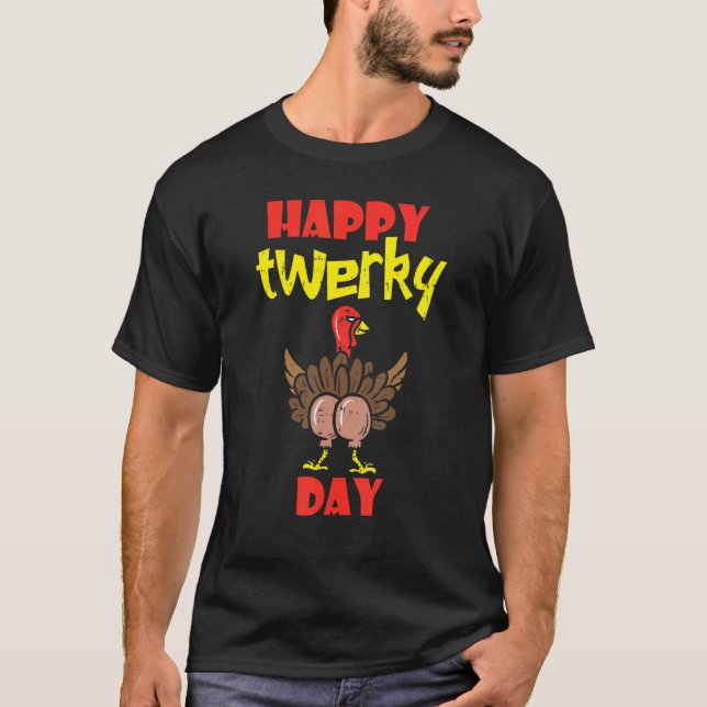Camiseta Happy Twerkey Turkey Day Cute Little Pilgrim Thank (Frente)