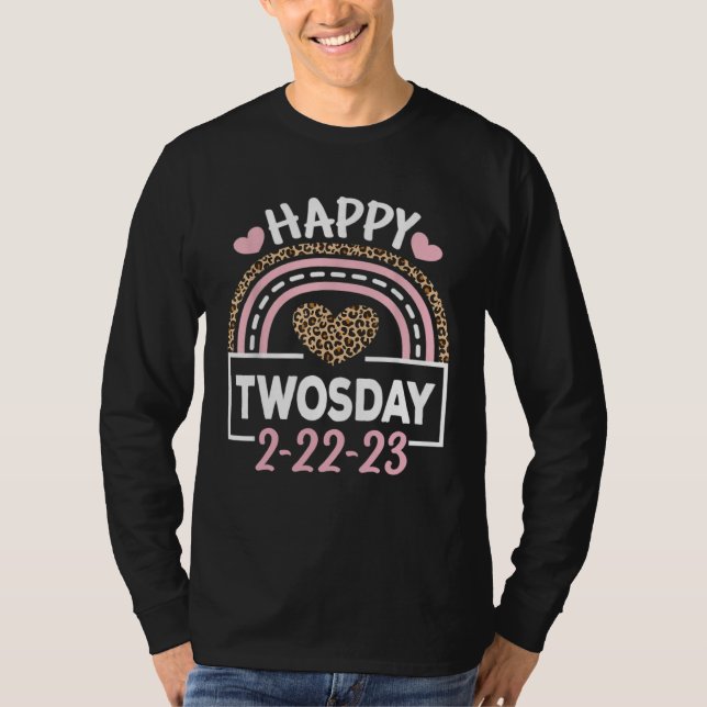 Camiseta Happy Twosday 2023  Pink Leopard Twos Day 22223 (Frente)