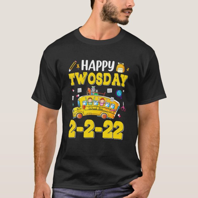 Camiseta Happy Twosday 2 22 22 Tuesday Feb 2Nd School Bus D (Frente)