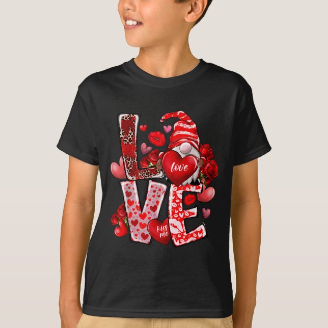 Camiseta Happy Valentine Gnome Heart Valentine's Day Couple (Frente)