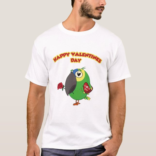 Camiseta happy valentine parrot (Frente)
