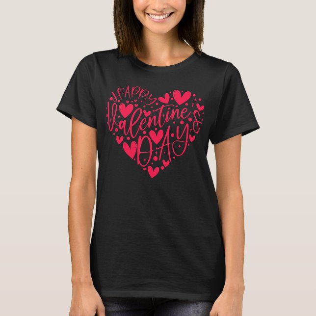 Camiseta Happy Valentine’s Day Heart Lettering (Frente)