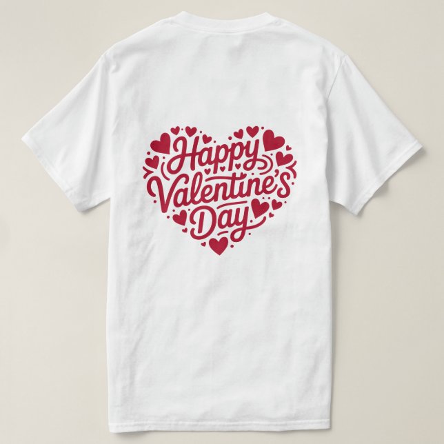 Camiseta Happy Valentine’s Day Heart Typography – Red Love  (Verso do Design)