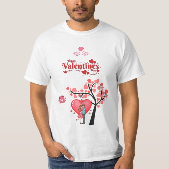 Camiseta Happy Valentine’s Day – Romantic Couple (Frente)