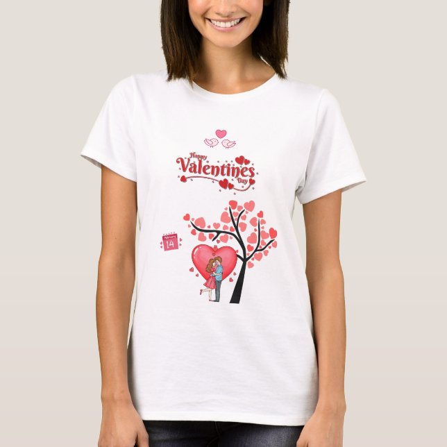 Camiseta Happy Valentine’s Day – Romantic Couple (Frente)