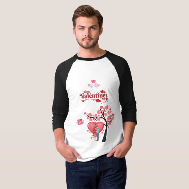 Camiseta Happy Valentine’s Day – Romantic Couple  (Frente Completa)