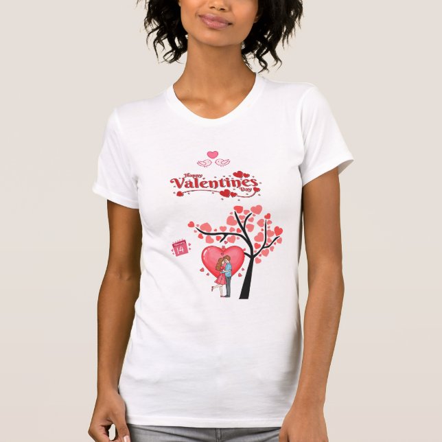 Camiseta Happy Valentine’s Day – Romantic Couple (Frente)