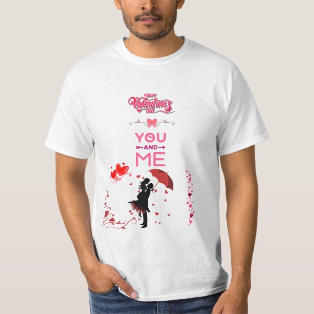 Camiseta Happy Valentine’s Day – You and Me Romantic Love (Frente)