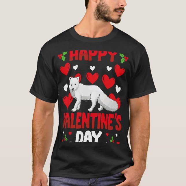 Camiseta Happy Valentines Day Arctic Foxes Heart Love Anima (Frente)