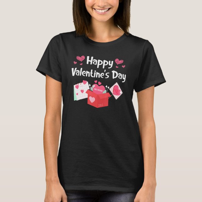 Camiseta Happy Valentines Day Be Mine Cute Hearts V Day Paj (Frente)