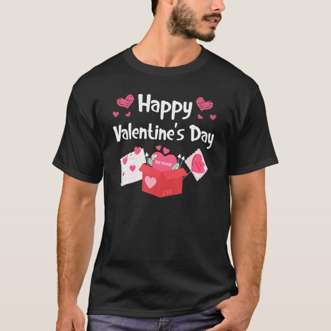 Camiseta Happy Valentines Day Be Mine Cute Hearts V Day Paj (Frente)
