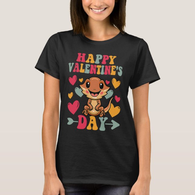 Camiseta Happy Valentines Day Bearded Dragon Heart Love Gro (Frente)