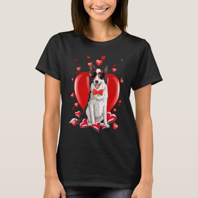 Camiseta Happy Valentines Day Border Collie   Dog (Frente)