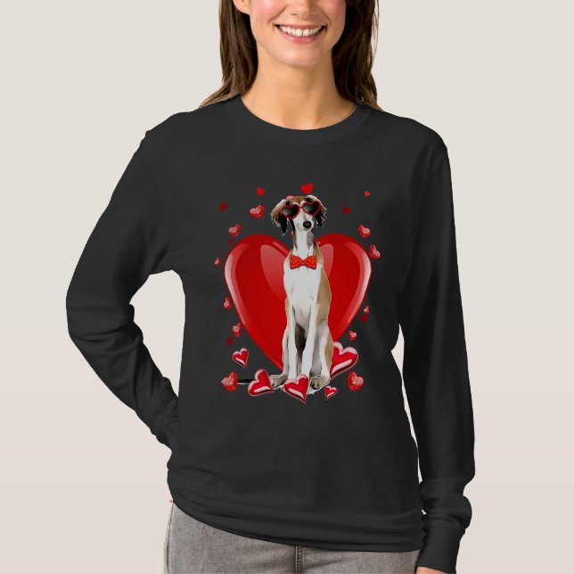Camiseta Happy Valentines Day Borzoi   Dog  V Day (Frente)