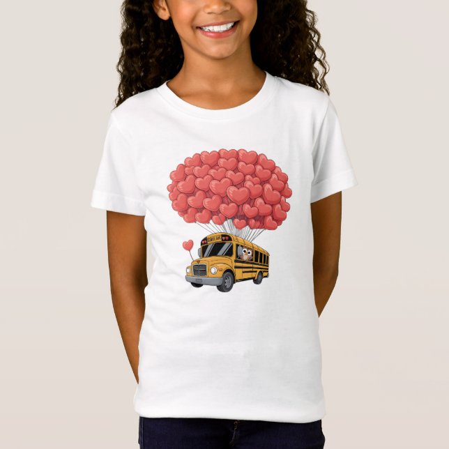 Camiseta Happy Valentine's Day Bus with Owl (Frente)